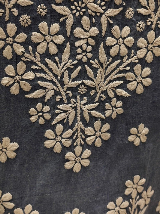 Denim 3D Chikankari Stitched Blue Kurta - Taani