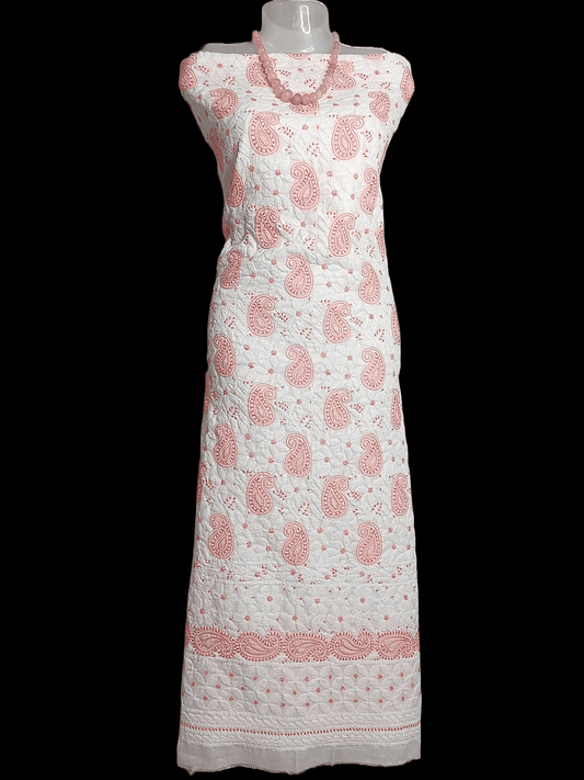 Cotton Chikankari Women’s Unstitched Kurta - Cream - Taani