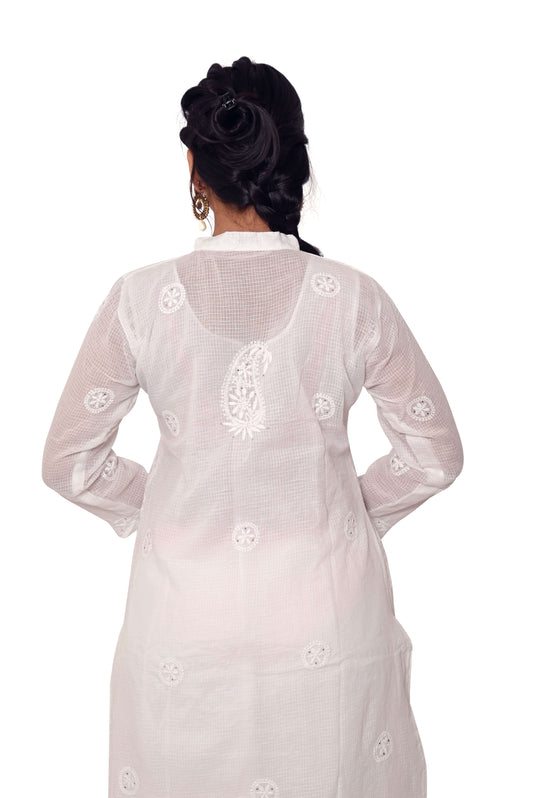 Kota Chikankari Women's Stitched Kurta - Off White