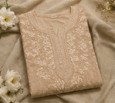 Semi Georgette 3D Chikankari Women Stitched Kurta I TAANI