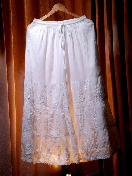 Cotton Chikankari Women Unstitched Bottoms - Off White