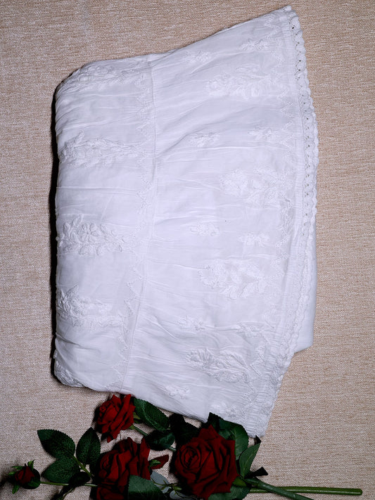 Cotton Chikankari Women Unstitched Bottoms - Off White