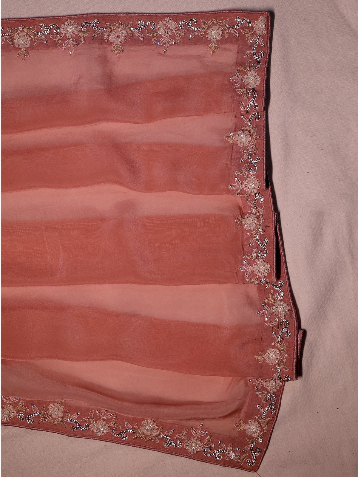 Semi Organza Zardozi Saree - Dark Onion