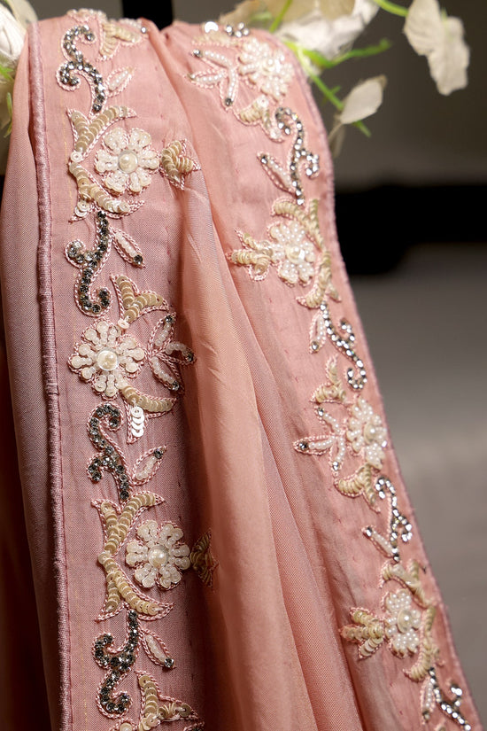 Semi Organza Zardozi Saree - Dark Onion