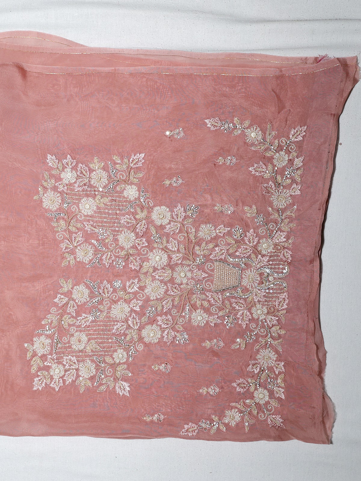 Semi Organza Zardozi Saree - Dark Onion