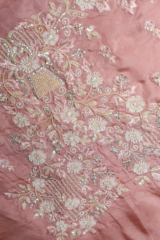 Semi Organza Zardozi Saree - Dark Onion