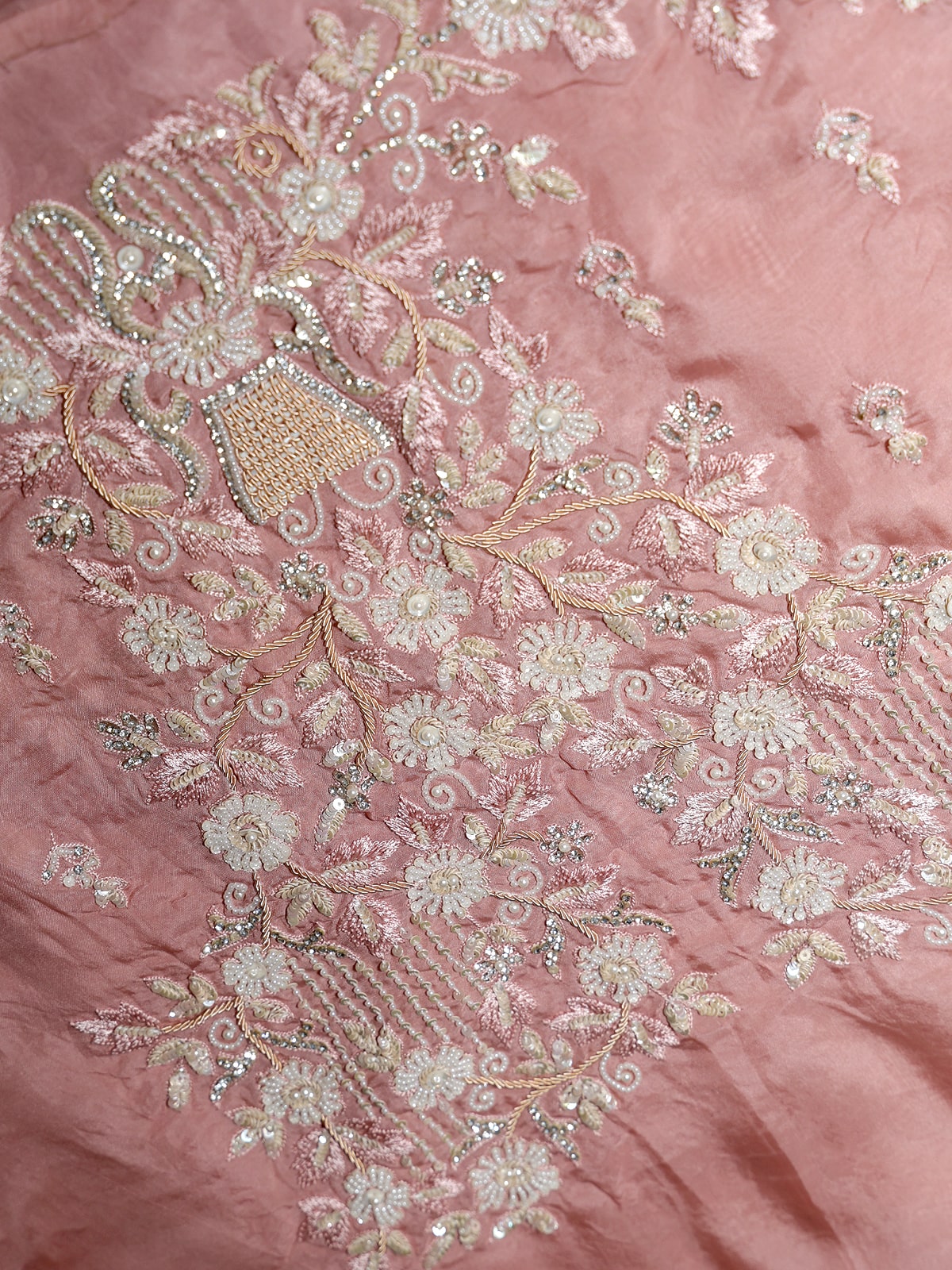 Semi Organza Zardozi Saree - Dark Onion