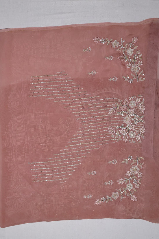 Semi Organza Zardozi Saree - Dark Onion