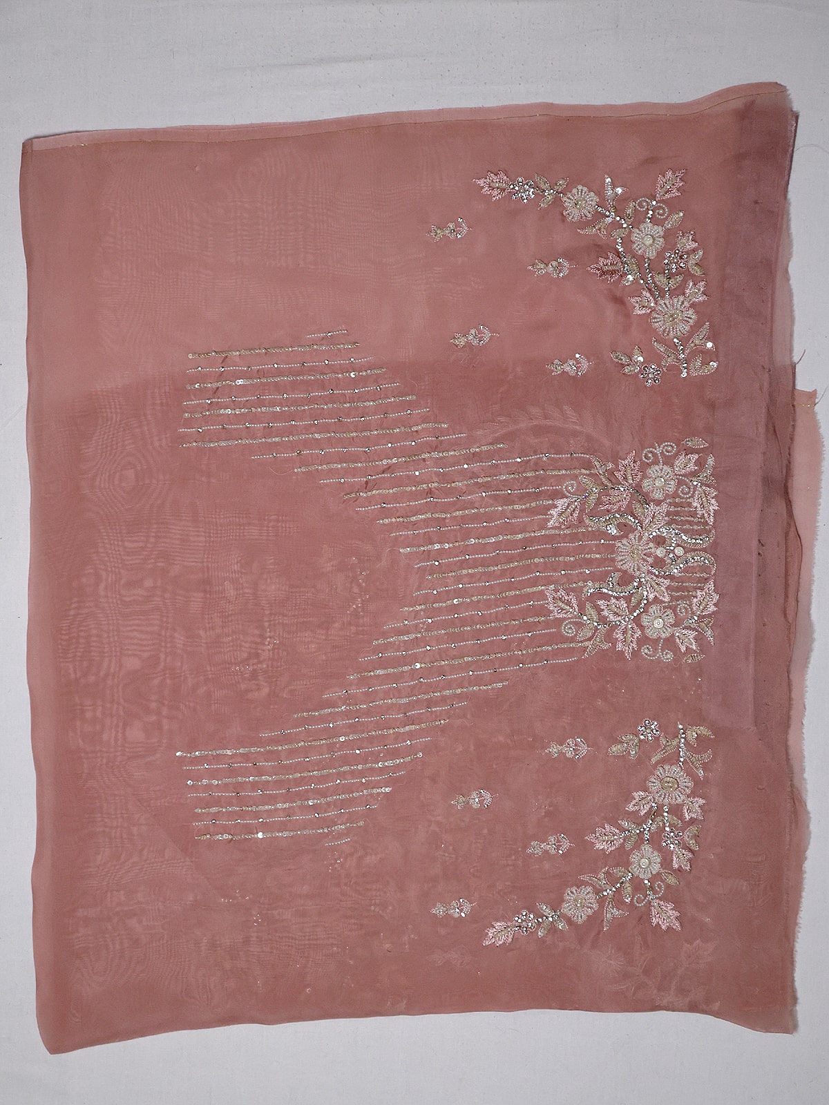 Semi Organza Zardozi Saree - Dark Onion