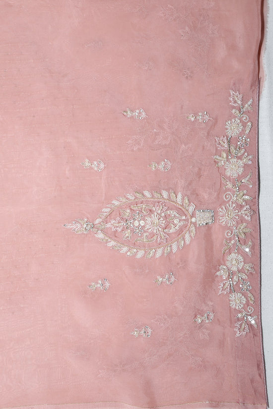 Semi Organza Zardozi Saree - Dark Onion