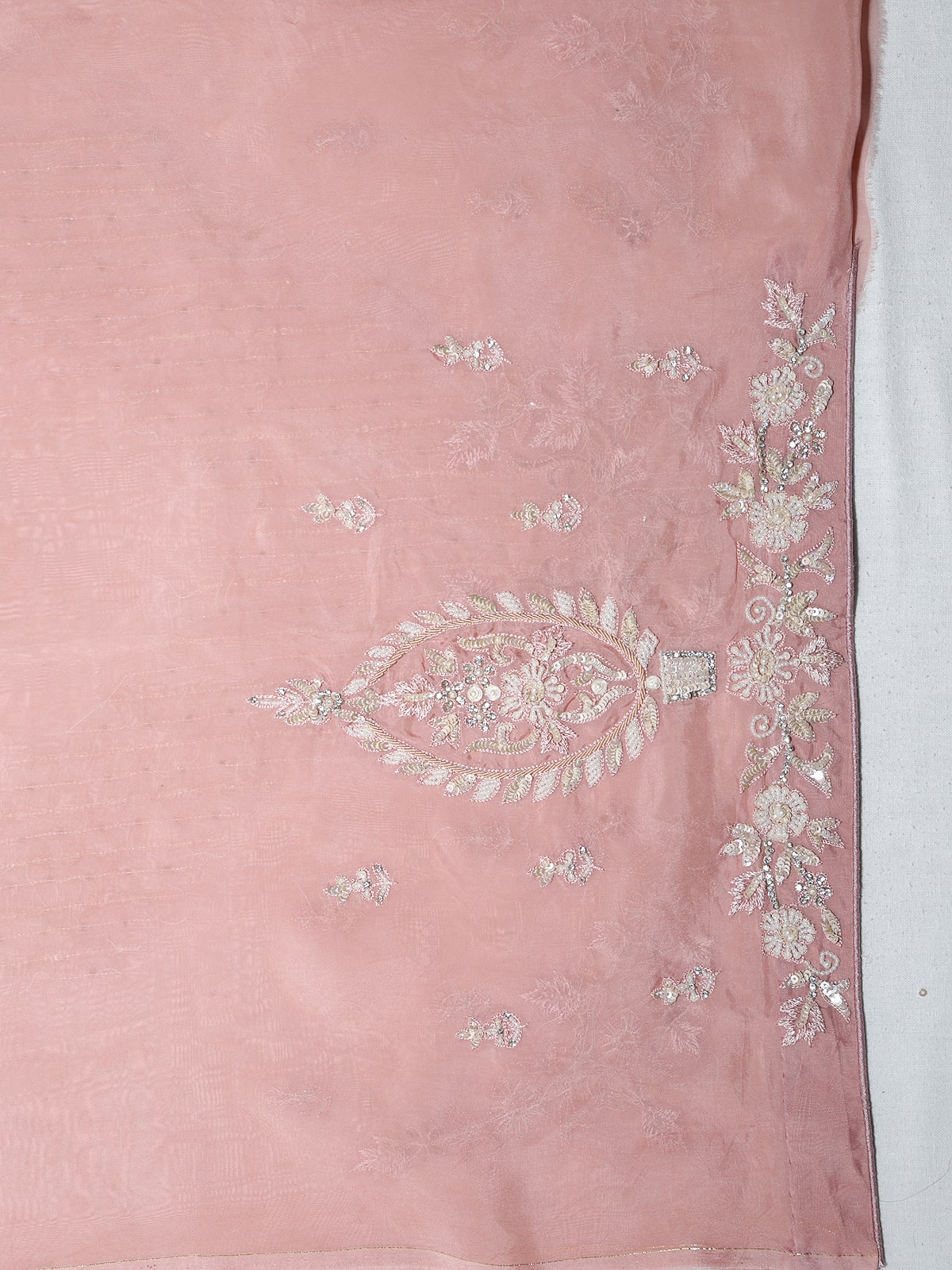 Semi Organza Zardozi Saree - Dark Onion