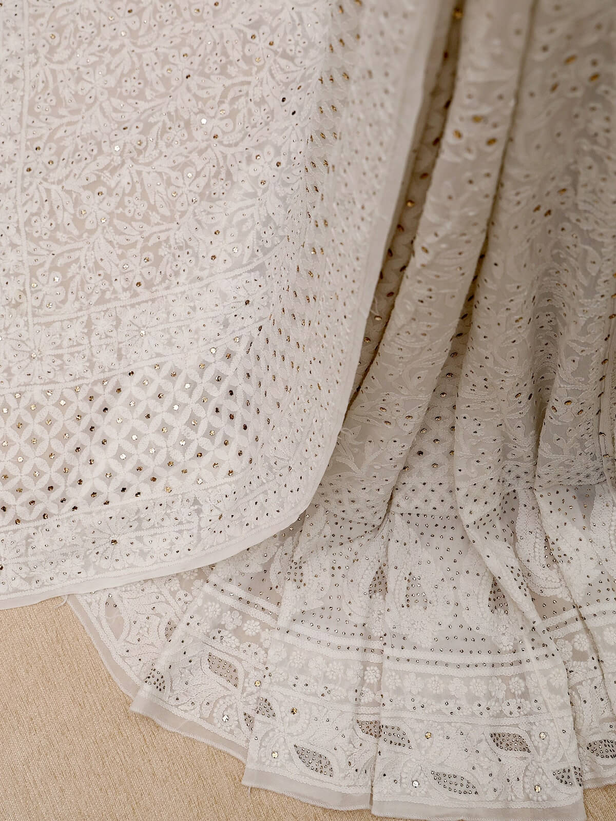 Viscose Chikankari & Mukaish Work Lehenga Set