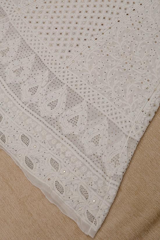Viscose Chikankari & Mukaish Work Lehenga Set – Off White