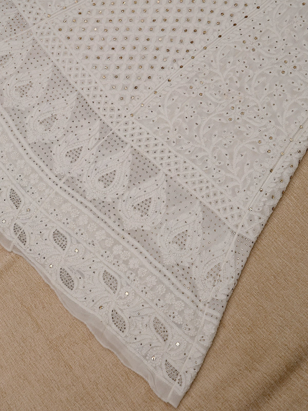 Viscose Chikankari & Mukaish Work Lehenga Set – Off White