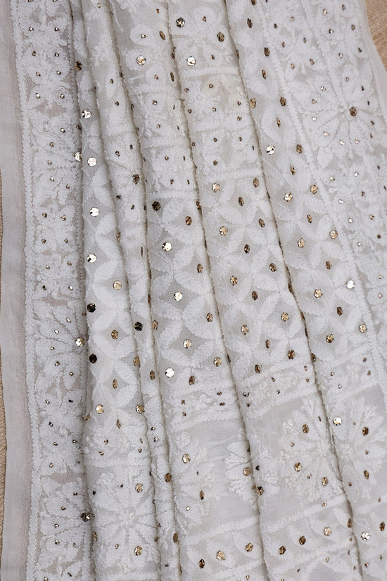 Viscose Chikankari & Mukaish Work Lehenga Set – Off White