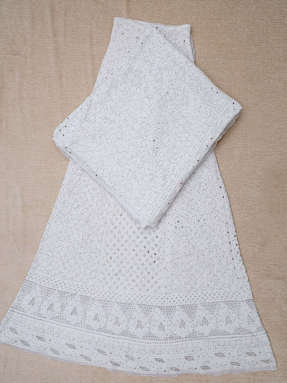 Viscose Chikankari & Mukaish Work Lehenga Set