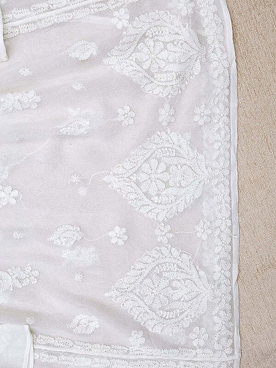 Viscose Chikankari Embroidered Loose Co-Ord Set – White