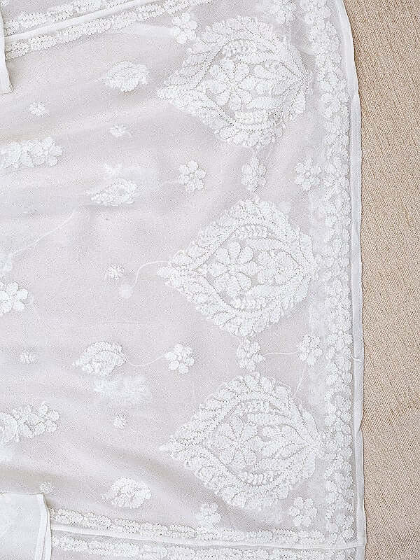 Viscose Chikankari Embroidered Loose Co-Ord Set – White