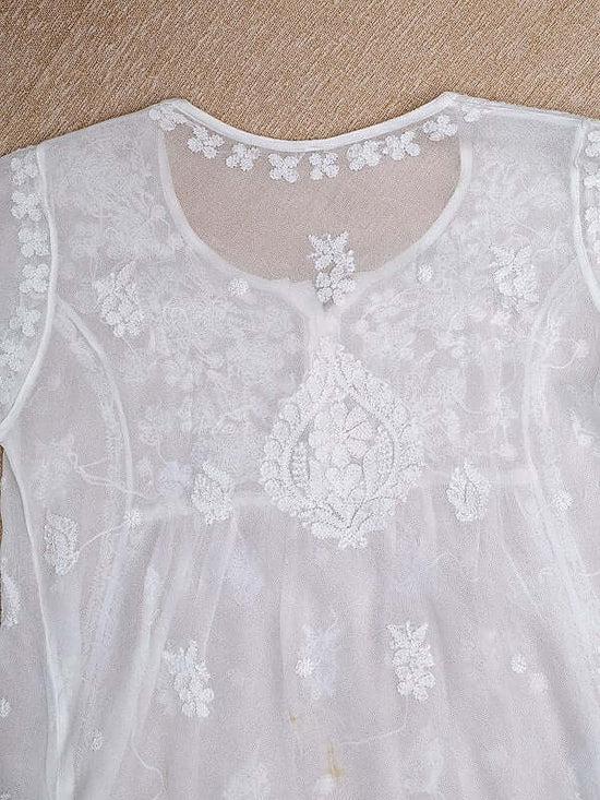 Viscose Chikankari Embroidered Loose Co-Ord Set – White