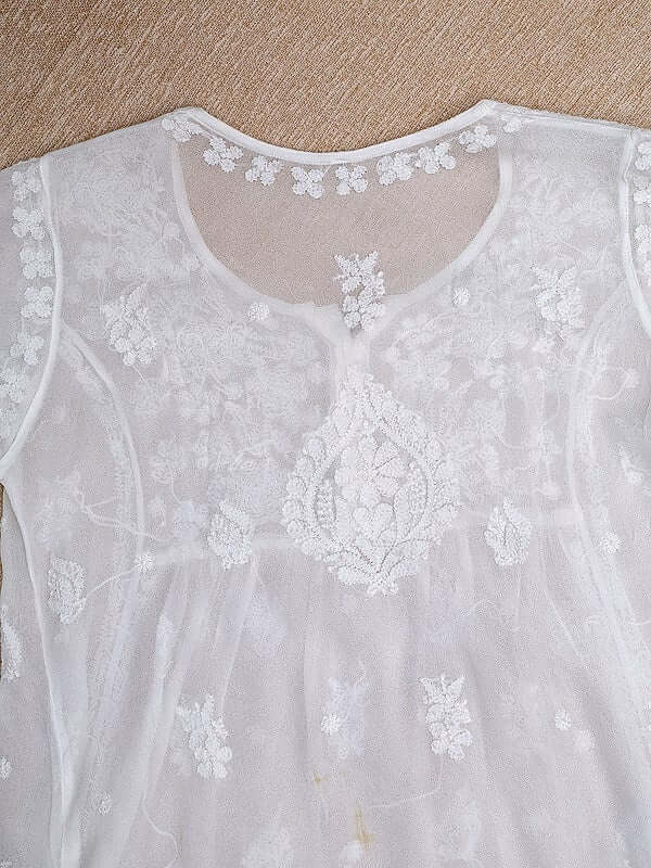 Viscose Chikankari Embroidered Loose Co-Ord Set – White