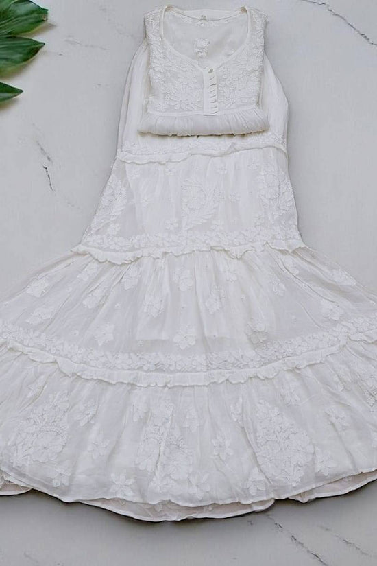Viscose Chikankari Embroidered Loose Co-Ord Set – White