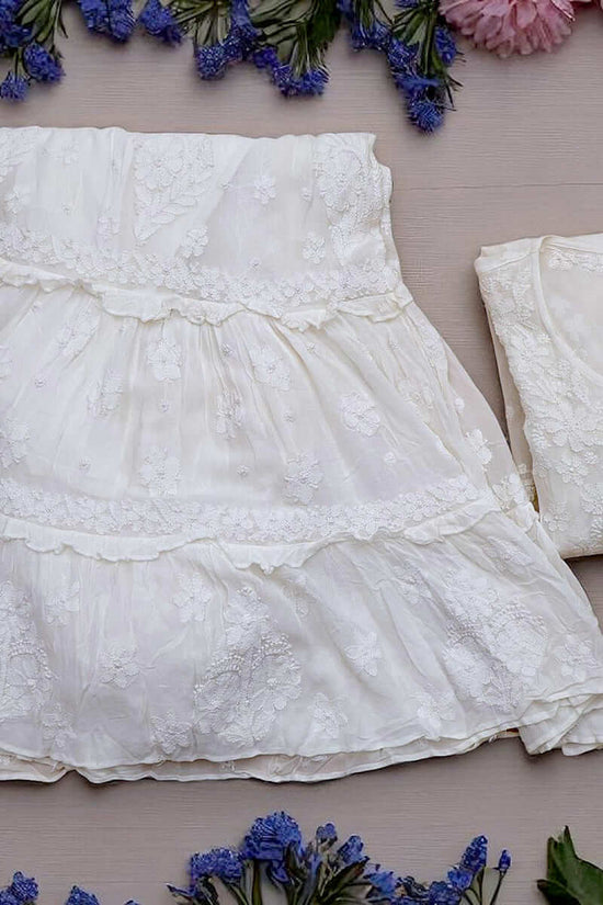 Viscose Chikankari Embroidered Loose Co-Ord Set – White