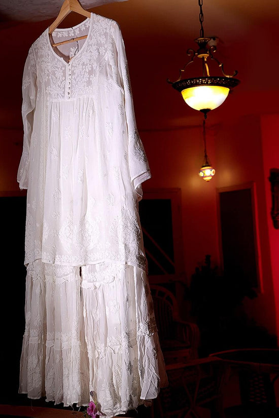 Viscose Chikankari Embroidered Loose Co-Ord Set – White