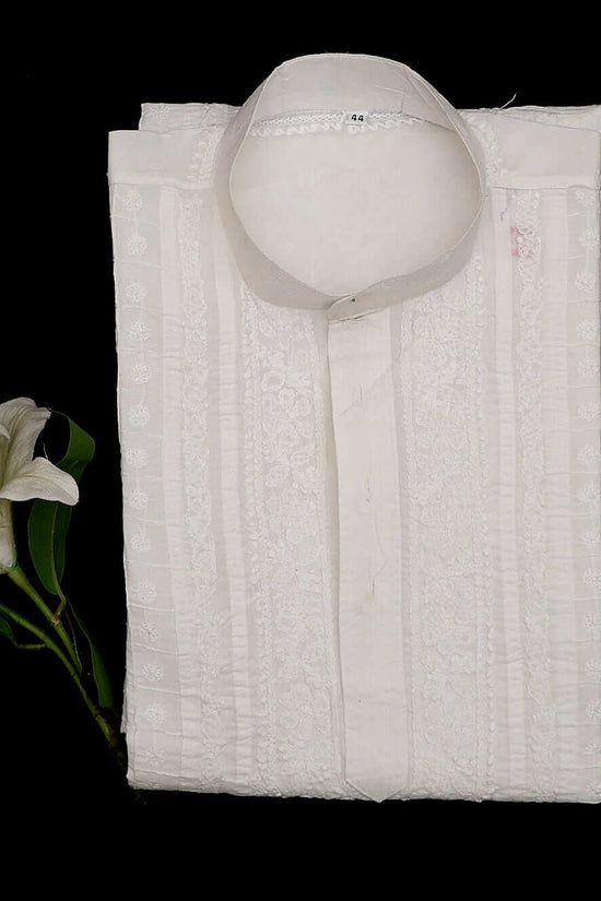 Cotton Chikankari Embroidered Men’s Kurta – Off White