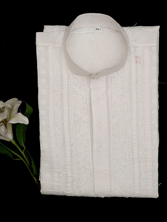 Cotton Chikankari Embroidered Men’s Kurta – Off White