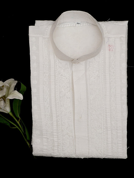 Cotton Chikankari Embroidered Men’s Kurta – Off White