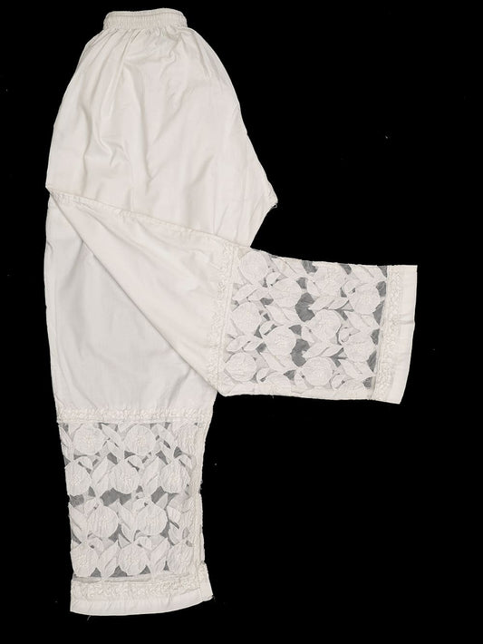 Cotton Chikankari Women Bottom - White
