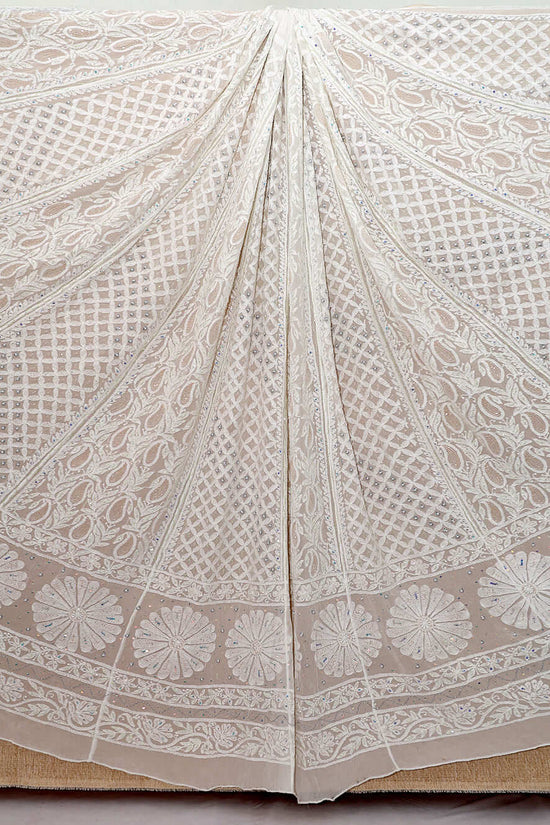 Viscose Heavy Chikankari & Zardozi Embroidered Lehenga Set – Off White