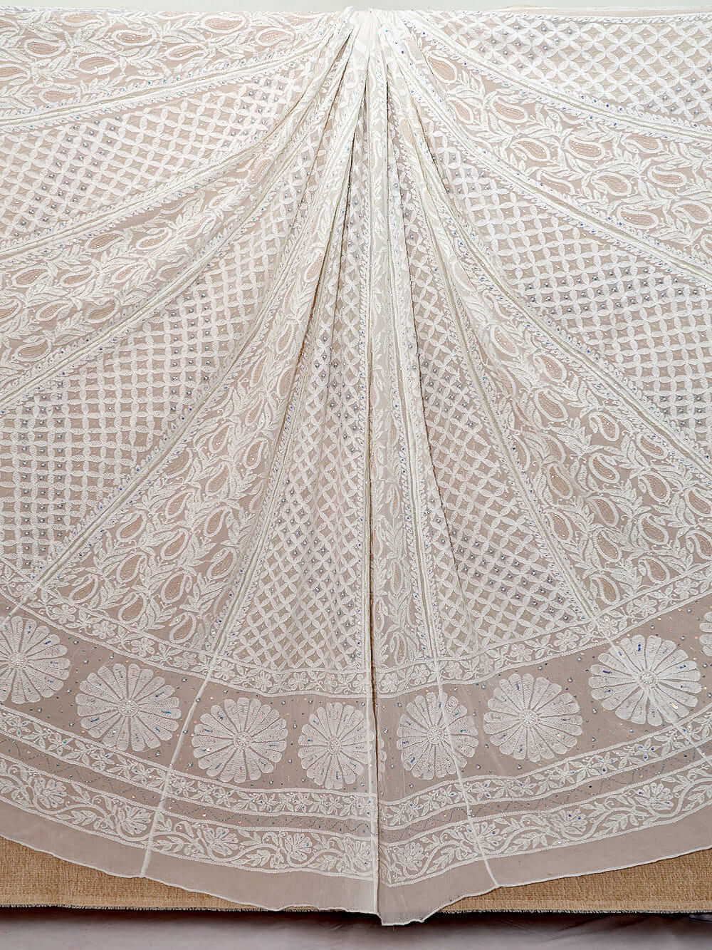 Viscose Heavy Chikankari & Zardozi Embroidered Lehenga Set – Off White