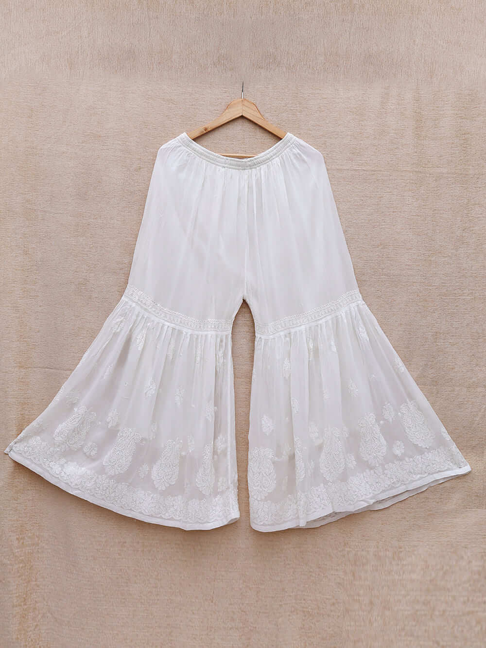 Viscose Chikankari Women’s Bottom – Off White