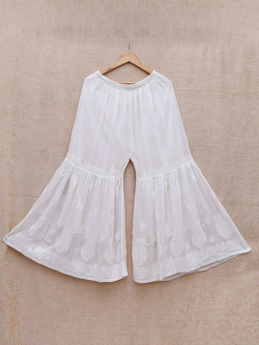 Viscose Chikankari Women’s Bottom – Off White