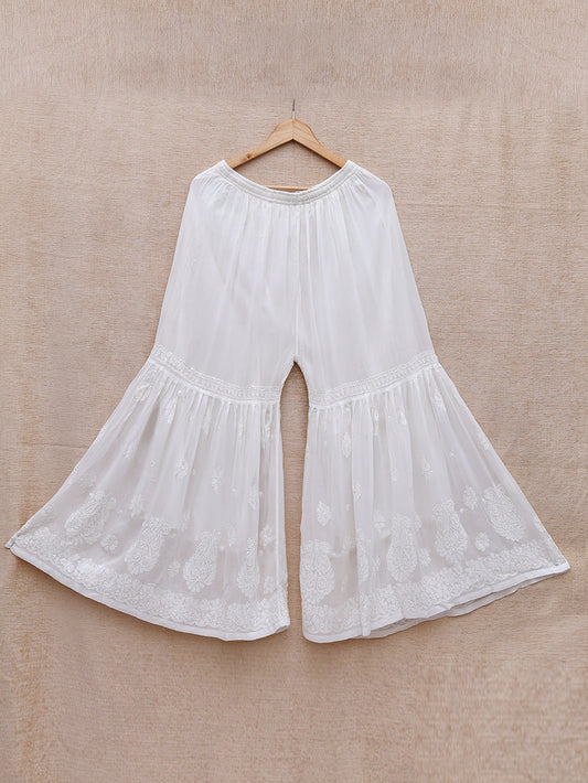 Viscose Chikankari Women’s Bottom – Off White