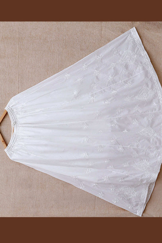 Cotton Chikankari Embroidered Skirt – Off White