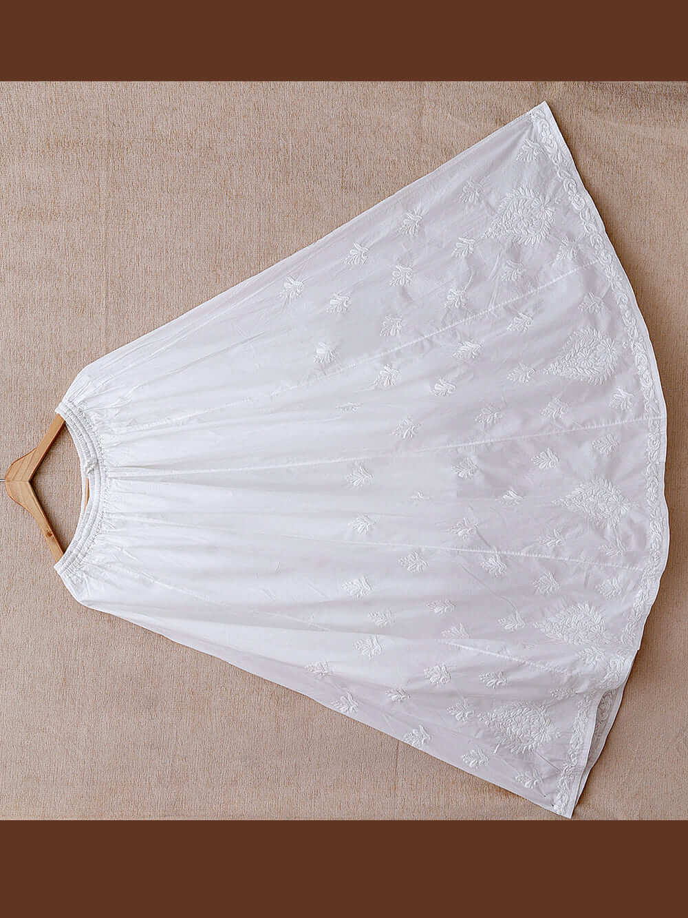 Cotton Chikankari Embroidered Skirt – Off White