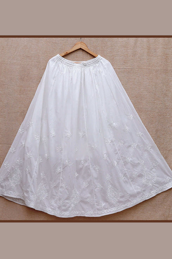 Cotton Chikankari Embroidered Skirt – Off White
