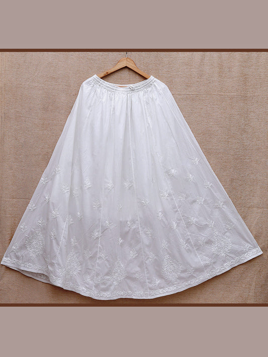 Cotton Chikankari Embroidered Skirt – Off White