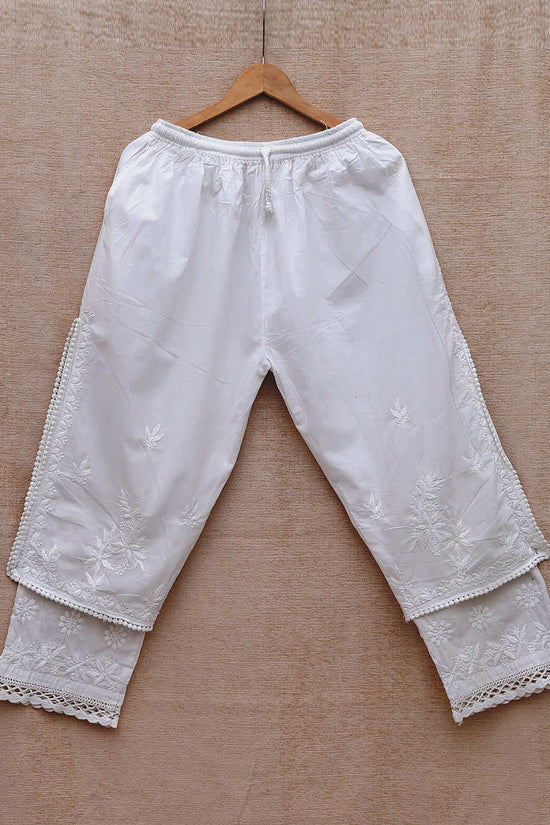 Cotton Chikankari Embroidered Double Flap Bottom – Off White