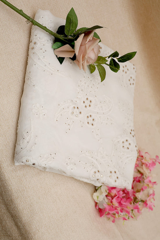 Viscose Chikankari Saree - Off White