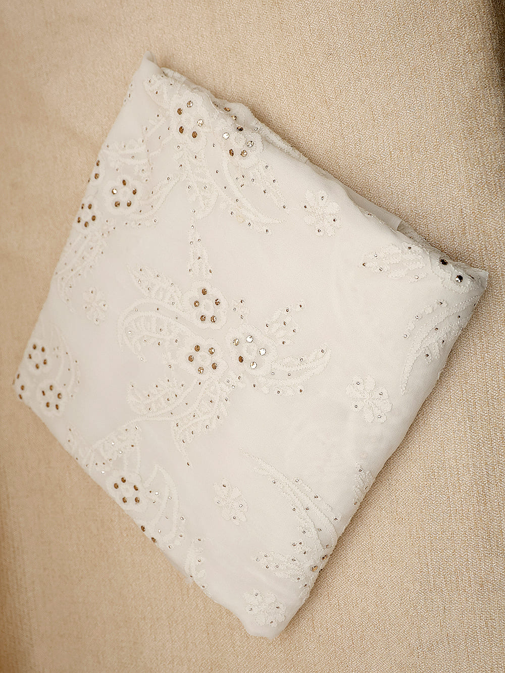 Viscose Chikankari Saree - Off White