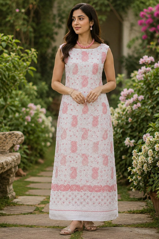 Cotton Chikankari Women’s Unstitched Kurta - Cream