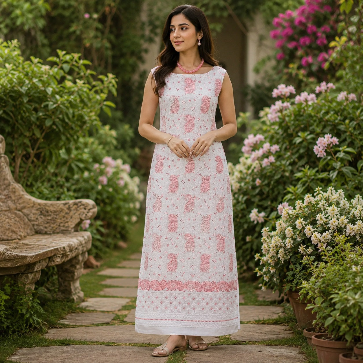 Cotton Chikankari Women’s Unstitched Kurta - Cream