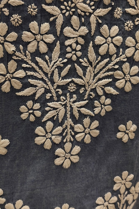 Denim 3D Chikankari Stitched Blue Kurta