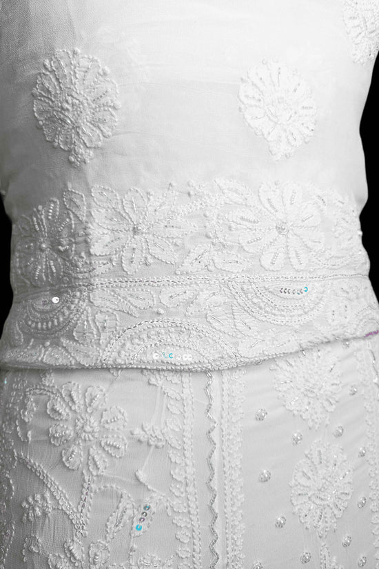 Viscose Heavy Chikankari And Zardozi Work Women's Lehenga - Off-White