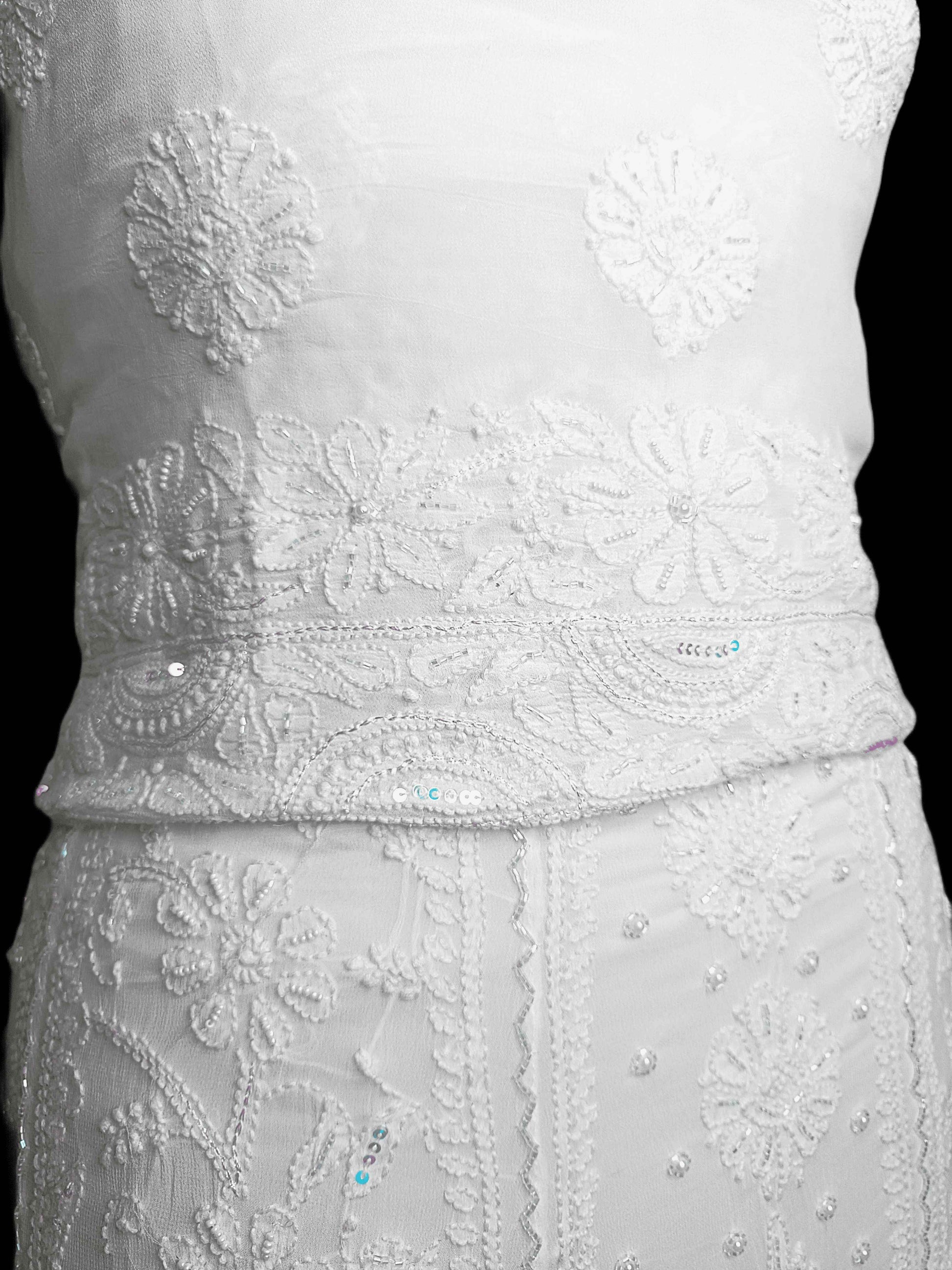 Viscose Heavy Chikankari And Zardozi Work Women's Lehenga - Off-White