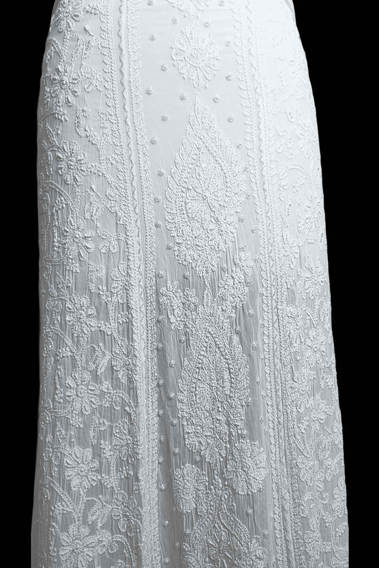 Viscose Heavy Chikankari And Zardozi Work Women's Lehenga - Off-White