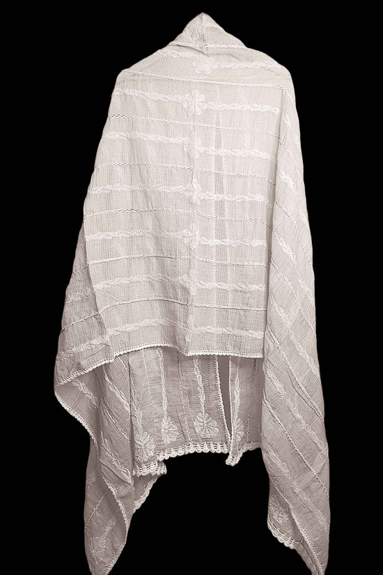 Kota Chikankari Dupatta with Crochet Edges - Opal Purple